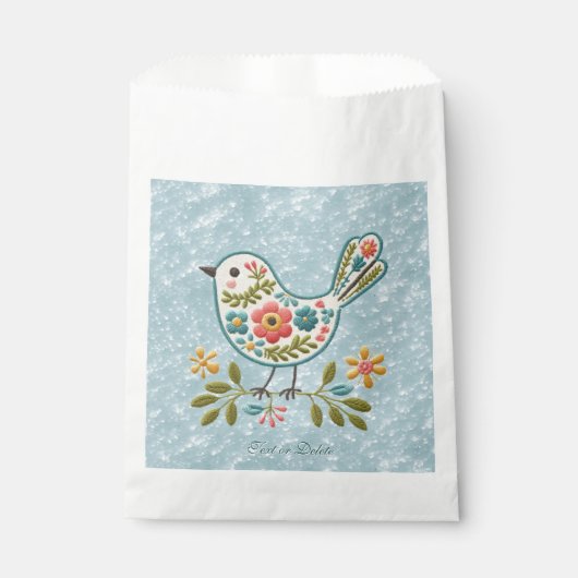 Little Bird Floral Green Blätter bevorzugen Flagge Geschenktütchen (Vorderseite)
