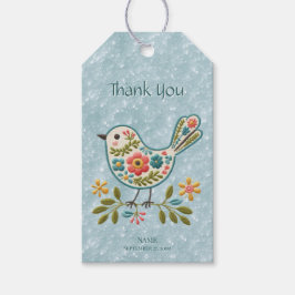Little Bird Floral Green Blätter Geschenkmarke Geschenkanhänger