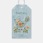 Little Bird Floral Green Blätter Geschenkmarke Geschenkanhänger (Rückseite)