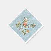 Little Bird Floral Green Blätter Napkins Serviette (Ecke)