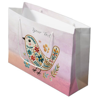 Little Bird Floral Pink Gift Bag Große Geschenktüte
