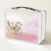 Little Bird Floral Pink Metal Lunch Box (Rückseite)