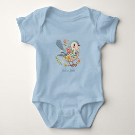 Little Bird Floral Stickerei Blue Baby Bodysuit Baby Strampler