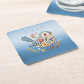 Little Bird Floral Stickerei Blue Paper Untersetze Rechteckiger Pappuntersetzer (angewinkelt)