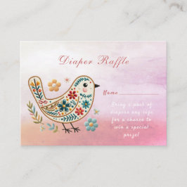 Little Bird Floral Stickerei Pink Baby Dusche Begleitkarte