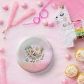 Little Bird Floral Stickerei Pink Paper Bowl Pappteller (Party)