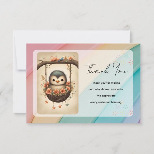 Little Bird in a Floral Swing Dankeskarte (Vorderseite)