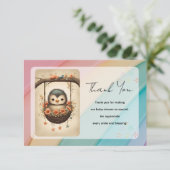 Little Bird in a Floral Swing Dankeskarte (Stehend Vorderseite)