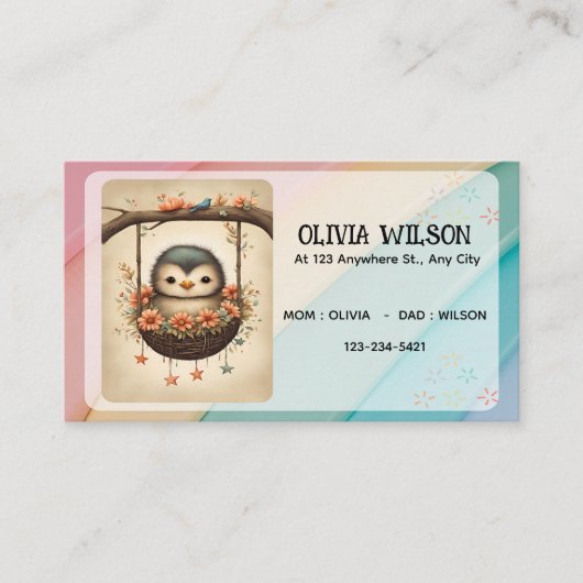 Little Bird in a Floral Swing Visitenkarte (Vorderseite)