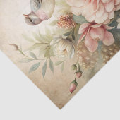 Little Bird Perched on Pretty Floral Bouquet Seidenpapier (Ausschnitt)