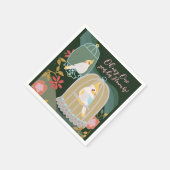 Little Bird Rainbow Green Girl zum ersten Geburtst Serviette (Ecke)