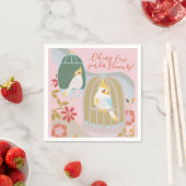 Little Bird Rainbow Pink Girl Erster Geburtstag Serviette (Beispiel)