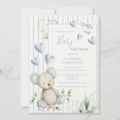 Little Bird Told Me Blue Mouse Baby Shower Einladung (Vorderseite)