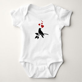 little bird with hearts baby strampler