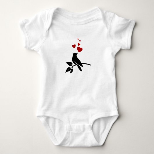 little bird with hearts baby strampler (Vorderseite)