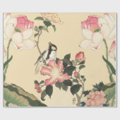 LITTLE BIRD WITH PINK ROSES AND LOTUS FLOWERS GESCHENKPAPIER (Flach)