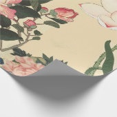 LITTLE BIRD WITH PINK ROSES AND LOTUS FLOWERS GESCHENKPAPIER (Ecke)