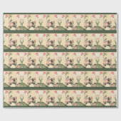 LITTLE BIRD WITH PINK ROSES AND LOTUS FLOWERS GESCHENKPAPIER (Flach)