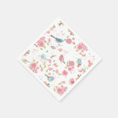 Little Birdie Pink und Blue Whimsical Girly Serviette (Ecke)