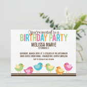 Little Birds Birthday Party Einladung (Stehend Vorderseite)