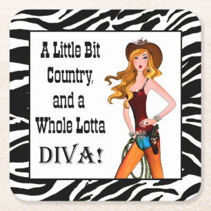 Little Bit Land und eine ganze Lotta DIVA! Rechteckiger Pappuntersetzer