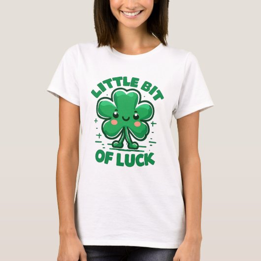 Little Bit of Luck – Cute Kawaii Clover  T-Shirt (Vorderseite)