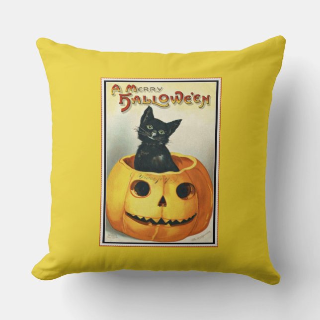 Little Black and Jack O' Lantern Halloween Kissen (Vorderseite)