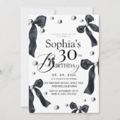 Little Black Bow Birthday Party Einladung (Vorderseite)