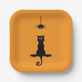 Little Black Cat and Spider Halloween Paper Plate Pappteller (Vorderseite)