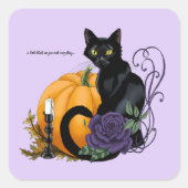 Little Black Cat Quadratischer Aufkleber (Vorderseite)