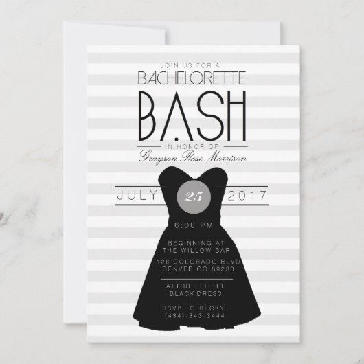 Little Black Dress Bachelorette Bash | PARTY Einladung (Vorderseite)