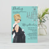 Little Black Dress Blue Glam Baby Dusche Einladung (Stehend Vorderseite)