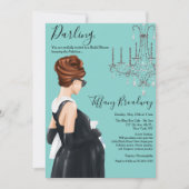 Little Black Dress Blue Glam Baby Dusche Einladung (Vorderseite)