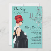 Little Black Dress Blue Glam Baby Dusche Einladung (Vorderseite)