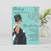 Little Black Dress Blue Glam Baby Dusche Einladung (Stehend Vorderseite)