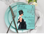 Little Black Dress Blue Glam Baby Dusche Einladung