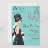 Little Black Dress Blue Glam Brautparty Einladung (Vorderseite)