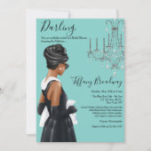 Little Black Dress Blue Glam Brautparty Einladung (Vorderseite)