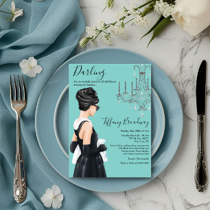 Little Black Dress Blue Glam Brautparty Einladung