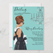 Little Black Dress Blue Glam Brautparty Einladung (Vorderseite)