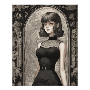 Little Black Dress Dream - Vintage Manga-Kunst Poster