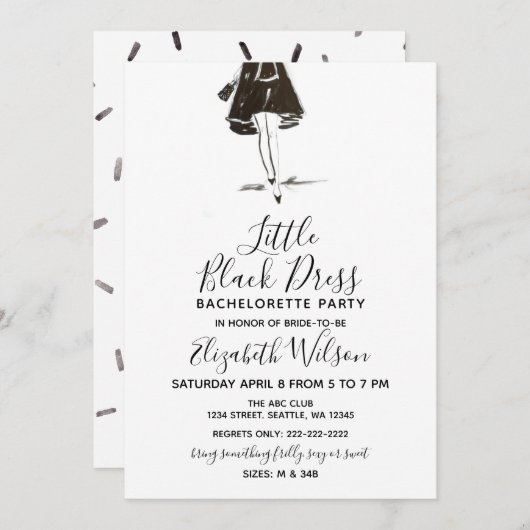 Little Black Dress High Heels Junggeselinnen-Absch Einladung (Vorne/Hinten)