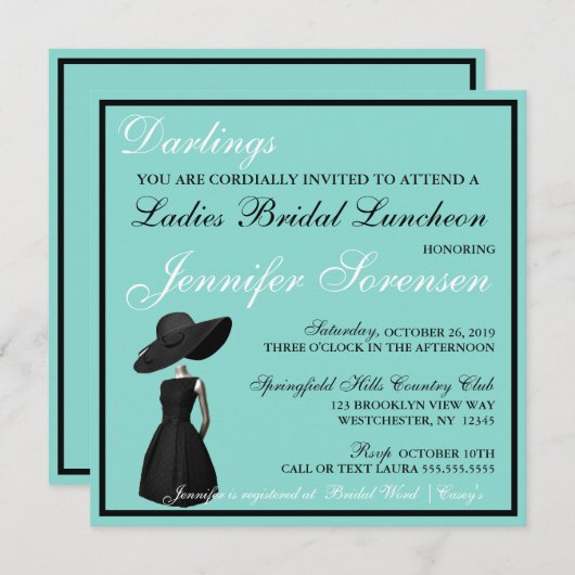 Little Black Dress Ladys Luncheon Dusche Party (Vorne/Hinten)