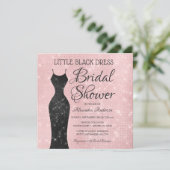Little Black Dress Pink Sparkle Brautparty Einladung (Stehend Vorderseite)