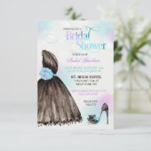 Little Black Dress Stiletto Brautparty Einladung (Stehend Vorderseite)