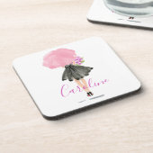 Little Black Dress Woman Stilvolle Mode Getränkeuntersetzer (Linke Seite)