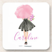 Little Black Dress Woman Stilvolle Mode Getränkeuntersetzer (Vorderseite)