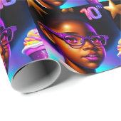 Little Black Girl 10. Geburtstag Untersetzer Geschenkpapier (Rolleneckpunkt)