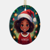 Little Black Girl Christmas Weihnachtsmannmütze Keramik Ornament (Rechts)