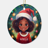 Little Black Girl Christmas Weihnachtsmannmütze Keramik Ornament (Links)